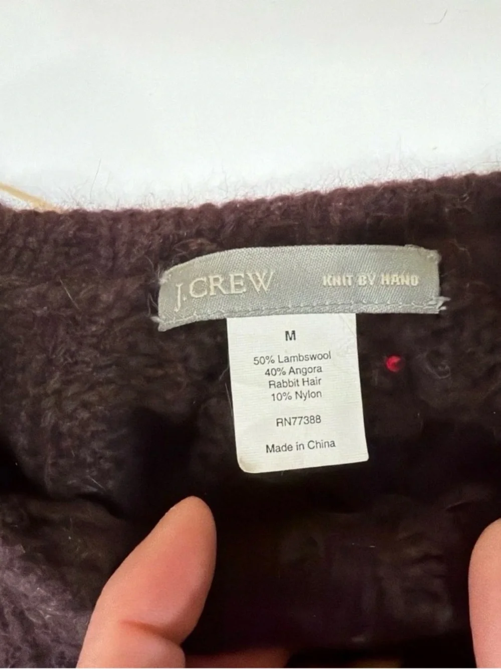 Jcrew brown cable handknit lambswool angora sweater m medium - Picture 2 of 5